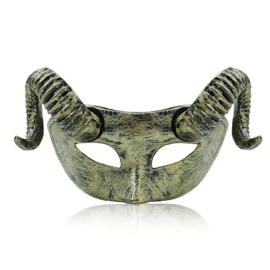 Horned Masquerade Mask (Vintage Golden)